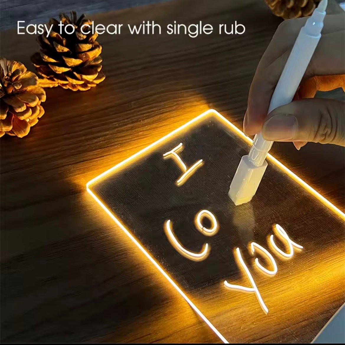 Transparent Luminous LED Night Lights USB Luminous Acrylic Night Light Erasable Write Message Board Calendar Desktop Ornaments