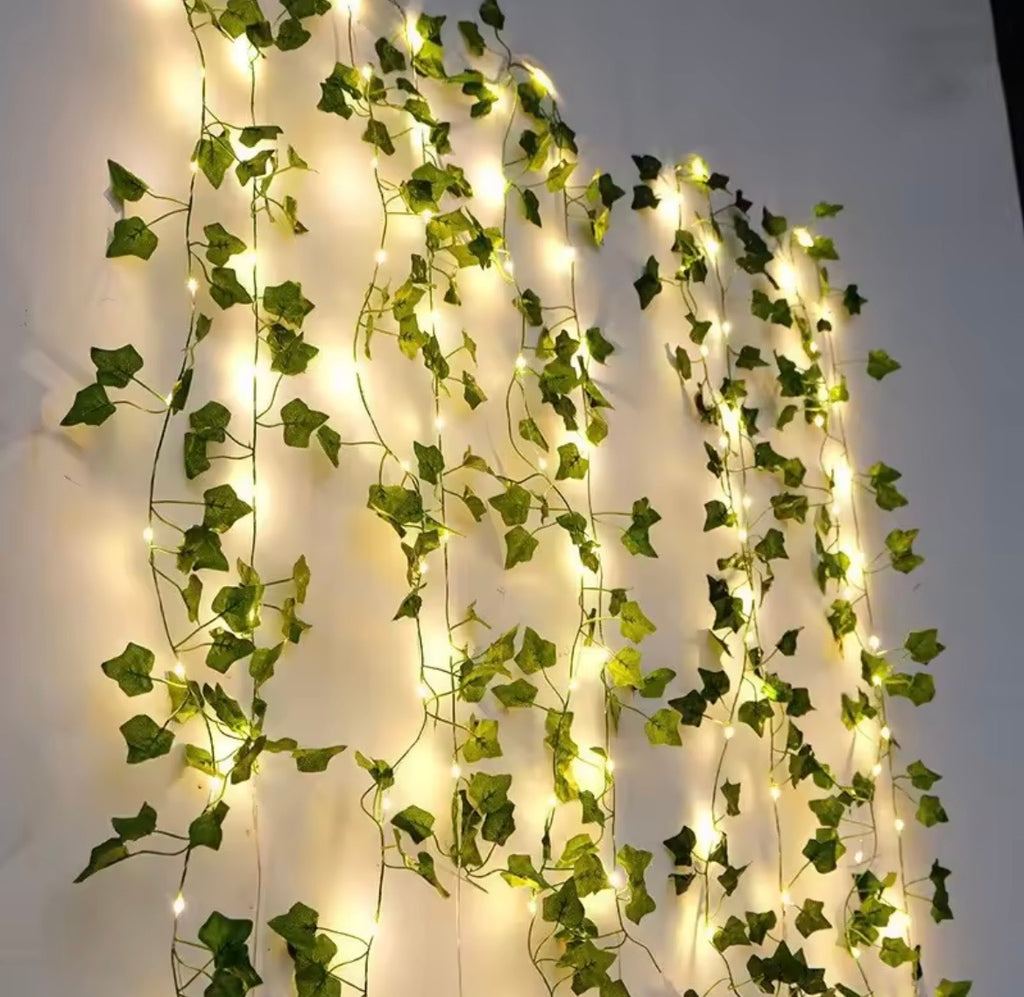 Flower Green Leaf String Lights Artificial Vine Fairy Lights Battery Powered Christmas Tree Garland Light for Weeding Home Decor